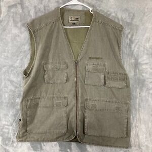 Vintage Fishing Vest Cacapuo Mens XXL Gorpcore Beige Full Zip Sleeveless Utility